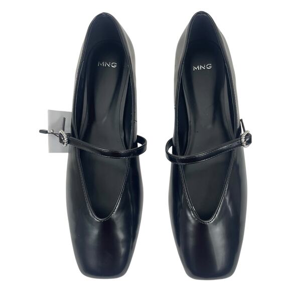 Mango Jewel Strap Glossy Mary Jane Ballet Flats Black Women Size 39/ 8.5 - Picture 5 of 13